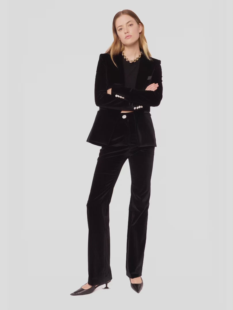 Velvet pants with crystal detail