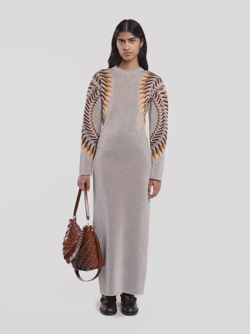 LONG LUREX JACQUARD DRESS