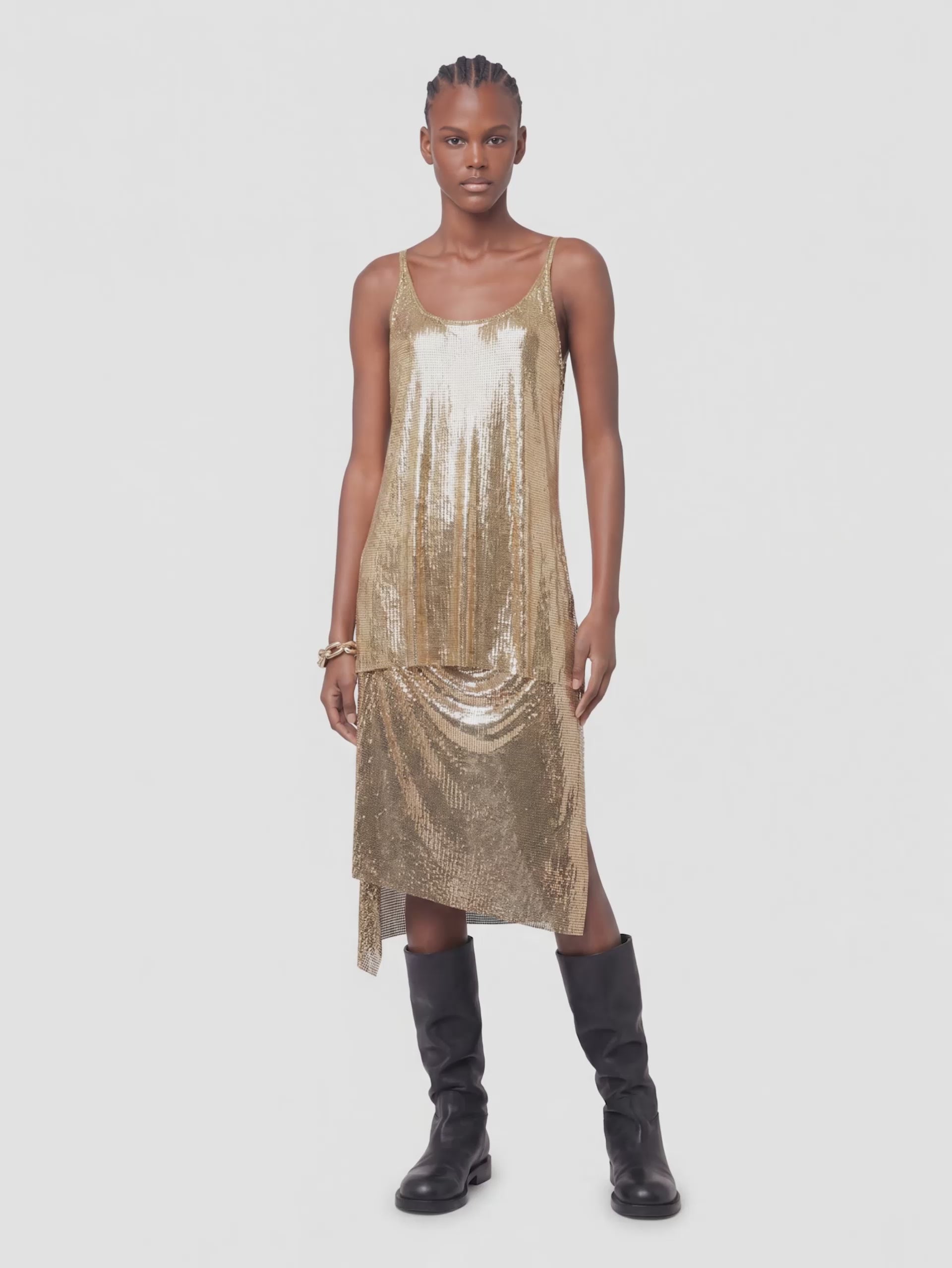 Gold tank top in mesh