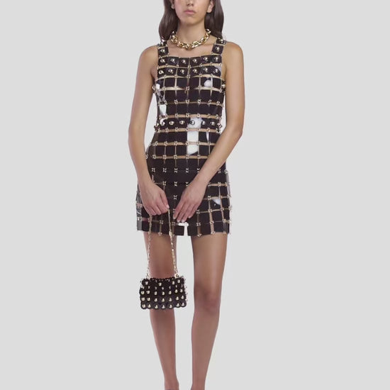 SHORT DRESS IN RHODOID ASSEMBLY