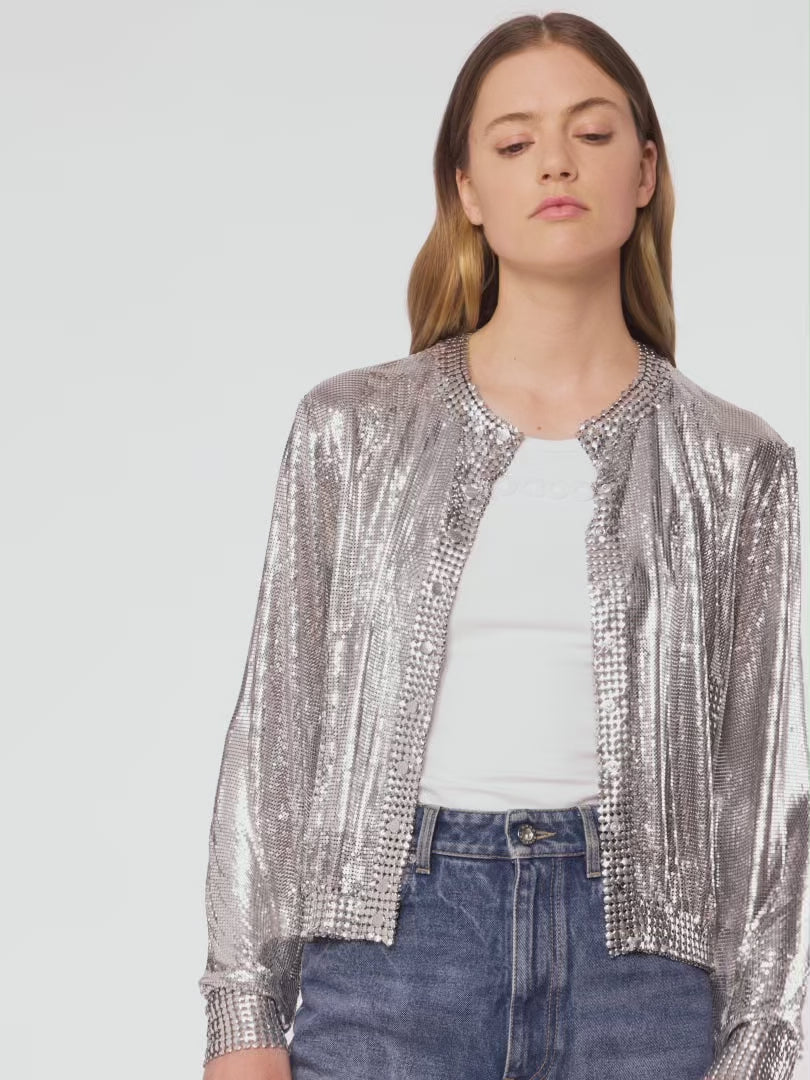 Silver knit bomber jacket