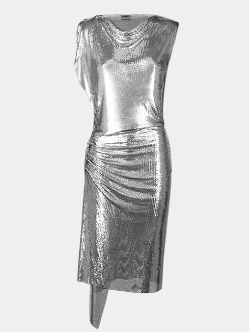 Elegant gold mesh drape dress - Image 1