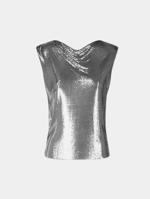 Top in a silver mini mesh - Image 1