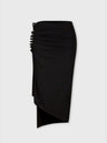 BLACK drapé pression MID-LENGTH SLIT SKIRT