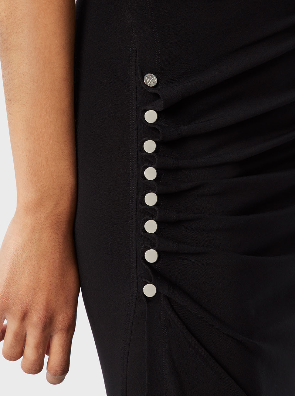 Black draped pression dress in jersey