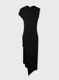 Black draped pression dress in jersey