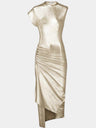 Robe drapée dorée en lurex