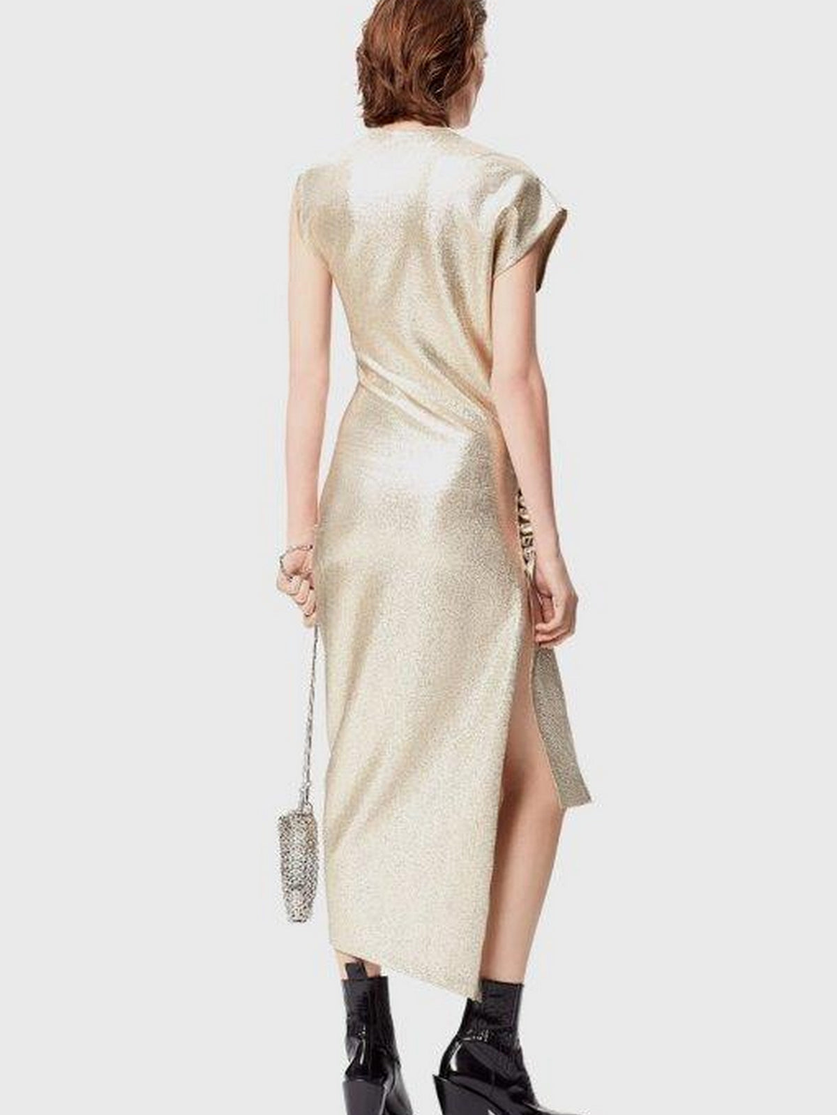 Gold drapé pression dress in lurex - Image 3