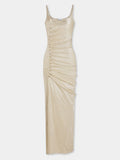 Gold long dress in lurex