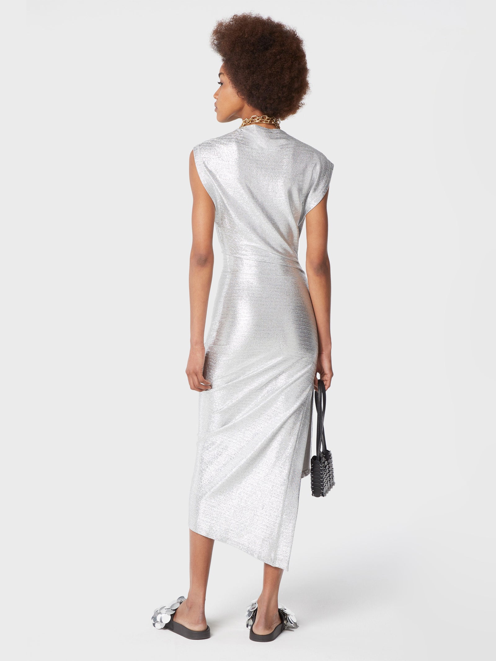 Silver drapé pression dress in lurex - Image 3
