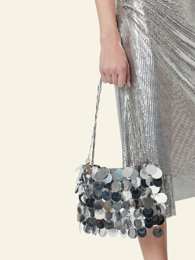 Chanel Silver Sequin Mini Square Classic Single Flap Ruthenium Hardware,  2020 Available For Immediate Sale At Sotheby's